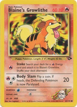 Blaine's Growlithe 062  - Unlimited Gym Challenge - Common