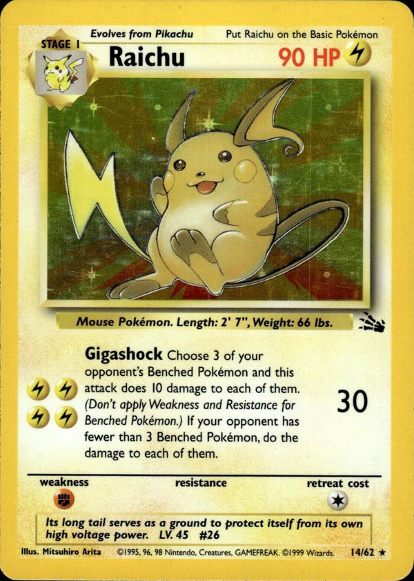 Raichu (14) (14) 014  - Unlimited Holofoil Fossil - Holo Rare