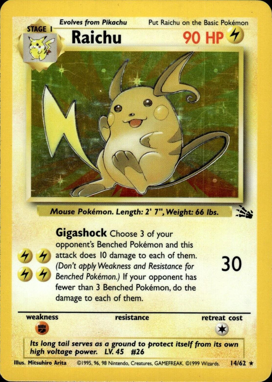 Raichu (14) (14) 014  - Unlimited Holofoil Fossil - Holo Rare