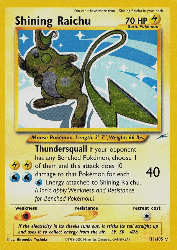 Shining Raichu  - Unlimited Holofoil Neo Destiny - Secret Rare