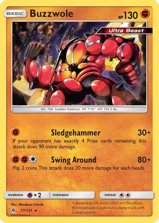 Buzzwole 077  - Reverse Holofoil SM  Forbidden Light - Rare
