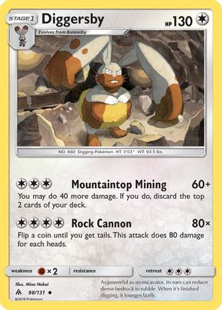 Diggersby  - Reverse Holofoil SM  Forbidden Light - Uncommon