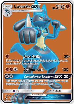 Lucario GX (Full Art)  - Holofoil SM  Forbidden Light - Ultra Rare