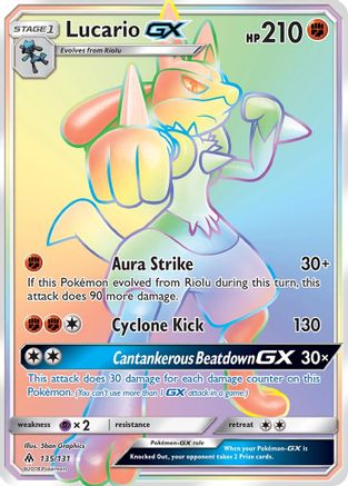 Lucario GX (Secret)  - Holofoil SM  Forbidden Light - Secret Rare