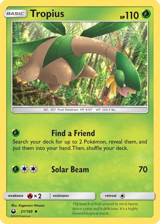 Tropius  - Reverse Holofoil SM  Celestial Storm - Uncommon