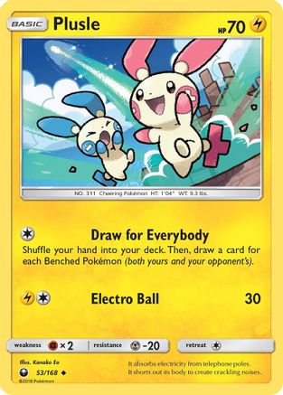Plusle 053  - Reverse Holofoil SM  Celestial Storm - Uncommon