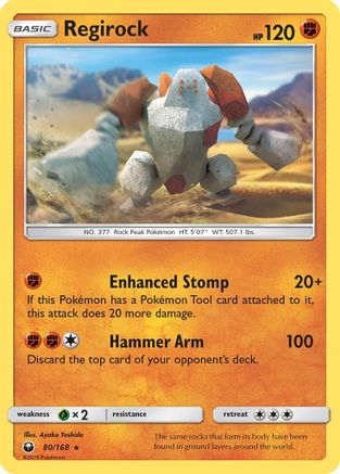 Regirock 080  - Reverse Holofoil SM  Celestial Storm - Rare