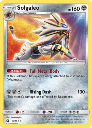 Solgaleo/168  - Reverse Holofoil SM  Celestial Storm - Holo Rare