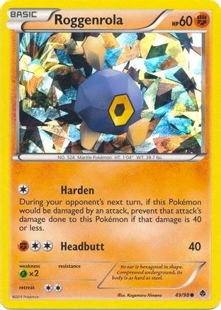 Roggenrola - 49/98 (Cracked Ice Holo)/98  - Holofoil Blister Exclusives - Promo