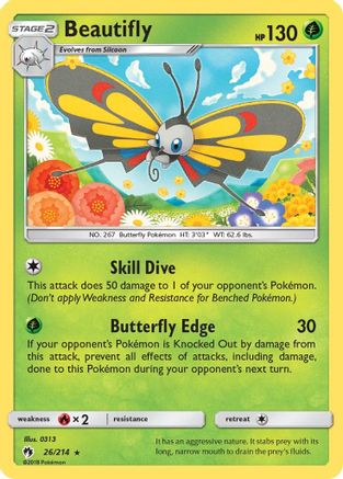 Beautifly  - Reverse Holofoil SM  Lost Thunder - Rare