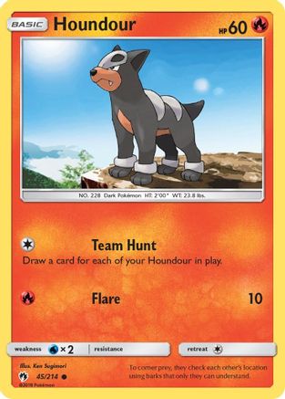 Houndour 045  - Reverse Holofoil SM  Lost Thunder - Common