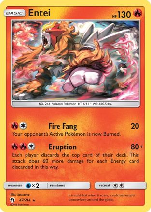 Entei  - Reverse Holofoil SM  Lost Thunder - Rare