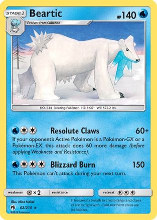 Beartic  - Reverse Holofoil SM  Lost Thunder - Rare