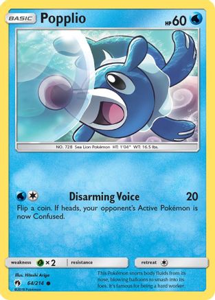 Popplio (64) (64) 064  - Reverse Holofoil SM  Lost Thunder - Common