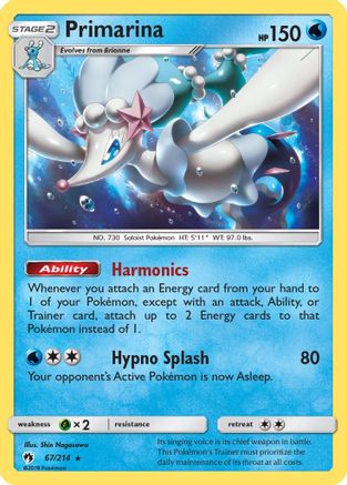 Primarina 067  SM  Lost Thunder - Rare