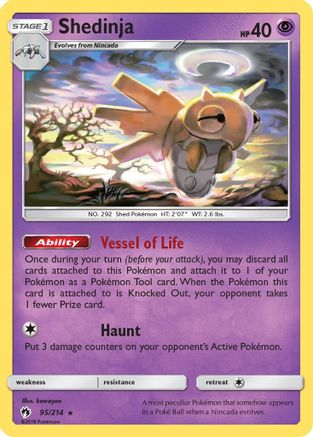 Shedinja 095  - Reverse Holofoil SM  Lost Thunder - Rare