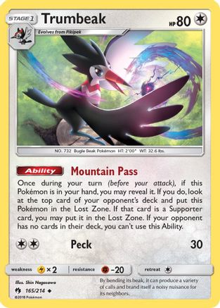 Trumbeak 165  - Reverse Holofoil SM  Lost Thunder - Uncommon