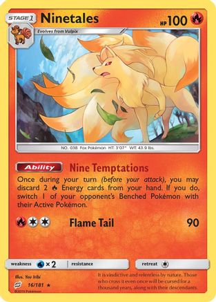 Ninetales 016  - Reverse Holofoil SM  Team Up - Rare