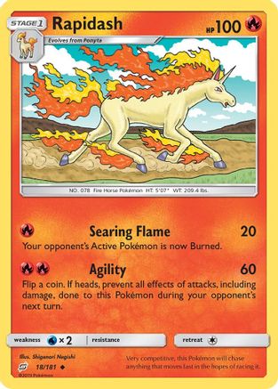 Rapidash 018  - Reverse Holofoil SM  Team Up - Uncommon