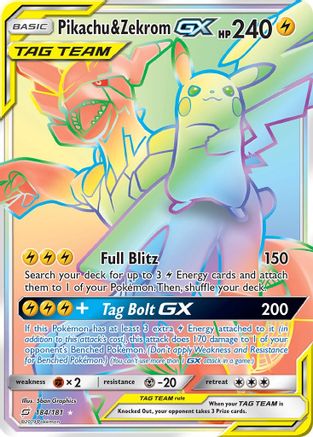 Pikachu & Zekrom GX (Secret)  - Holofoil SM  Team Up - Secret Rare