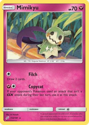 Mimikyu 112  - Reverse Holofoil SM  Team Up - Rare