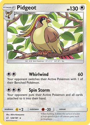 Pidgeot 124  - Reverse Holofoil SM  Team Up - Rare