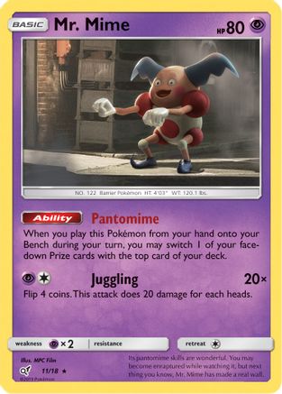 Mr. Mime 011  - Holofoil Detective Pikachu - Rare
