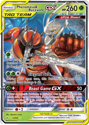 Pheromosa & Buzzwole GX 001  - Holofoil SM  Unbroken Bonds - Ultra Rare