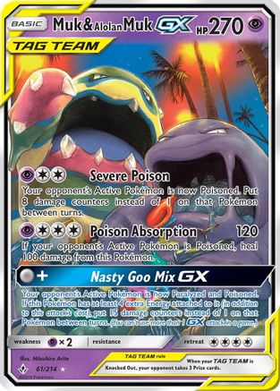 Muk & Alolan Muk GX 061  - Holofoil SM  Unbroken Bonds - Ultra Rare