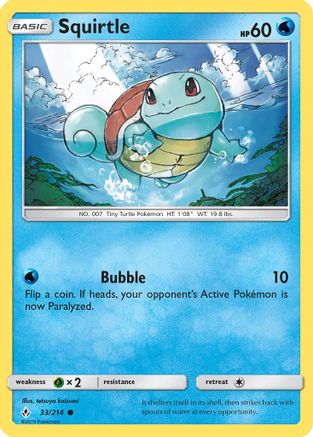 Squirtle 033  - Reverse Holofoil SM  Unbroken Bonds - Common