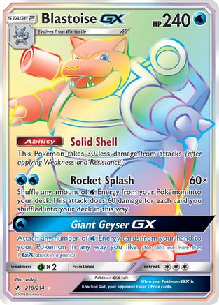 Blastoise GX (Secret)  - Holofoil SM  Unbroken Bonds - Secret Rare