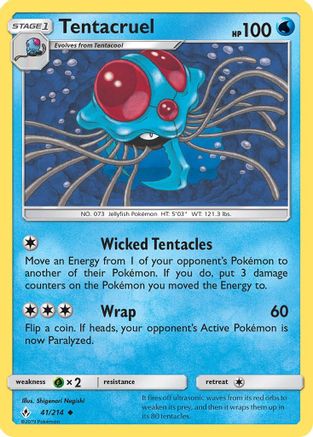 Tentacruel 041  - Reverse Holofoil SM  Unbroken Bonds - Uncommon