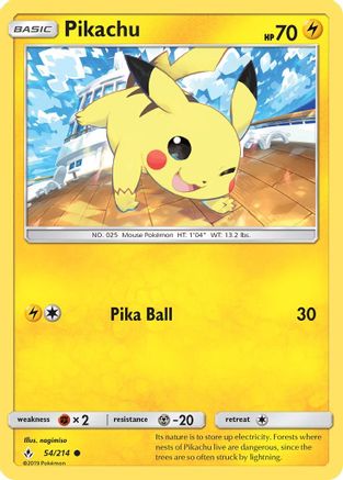 Pikachu 054  SM  Unbroken Bonds - Common