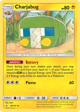 Charjabug/214  - Reverse Holofoil SM  Unbroken Bonds - Uncommon