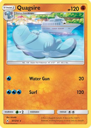 Quagsire 097  - Reverse Holofoil SM  Unbroken Bonds - Rare