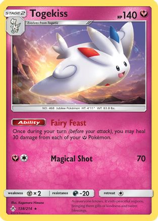 Togekiss 138  - Reverse Holofoil SM  Unbroken Bonds - Holo Rare