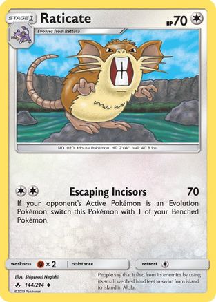 Raticate 144  - Reverse Holofoil SM  Unbroken Bonds - Uncommon
