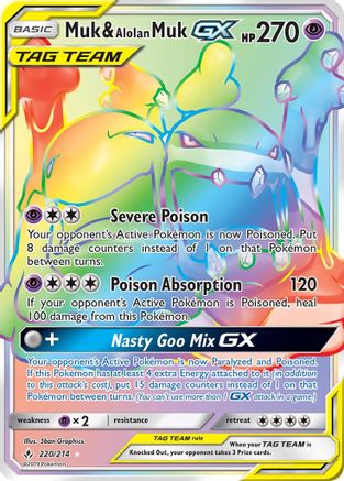 Muk & Alolan Muk GX (Secret)  - Holofoil SM  Unbroken Bonds - Secret Rare