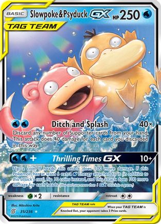 Slowpoke & Psyduck GX 035  - Holofoil SM  Unified Minds - Ultra Rare