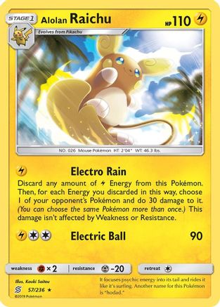 Alolan Raichu 057  - Reverse Holofoil SM  Unified Minds - Holo Rare