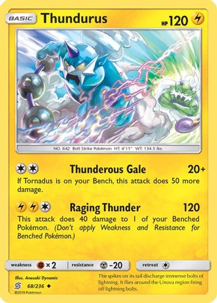 Thundurus 068  - Reverse Holofoil SM  Unified Minds - Uncommon