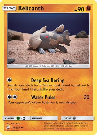 Relicanth 111  - Reverse Holofoil SM  Unified Minds - Uncommon