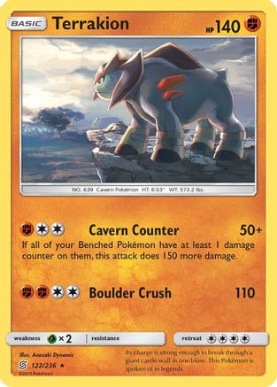 Terrakion  - Holofoil SM  Unified Minds - Holo Rare