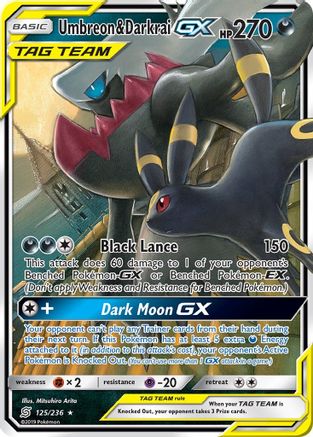 Umbreon & Darkrai GX 125  - Holofoil SM  Unified Minds - Ultra Rare