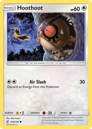 Hoothoot 165  - Reverse Holofoil SM  Unified Minds - Common