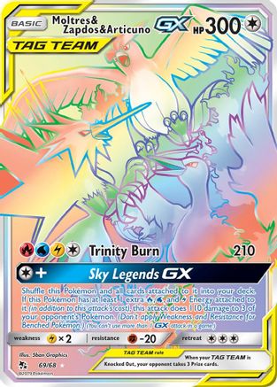 Moltres & Zapdos & Articuno GX (Secret) 069  - Holofoil Hidden Fates - Secret Rare