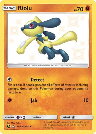 Riolu SV21  - Holofoil Hidden Fates Shiny Vault - Shiny Holo Rare