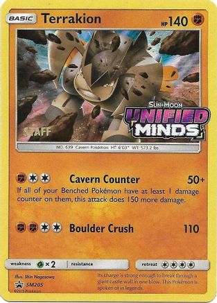 Terrakion - SM205 (Prerelease) [Staff]  - Holofoil SM Promos - Promo