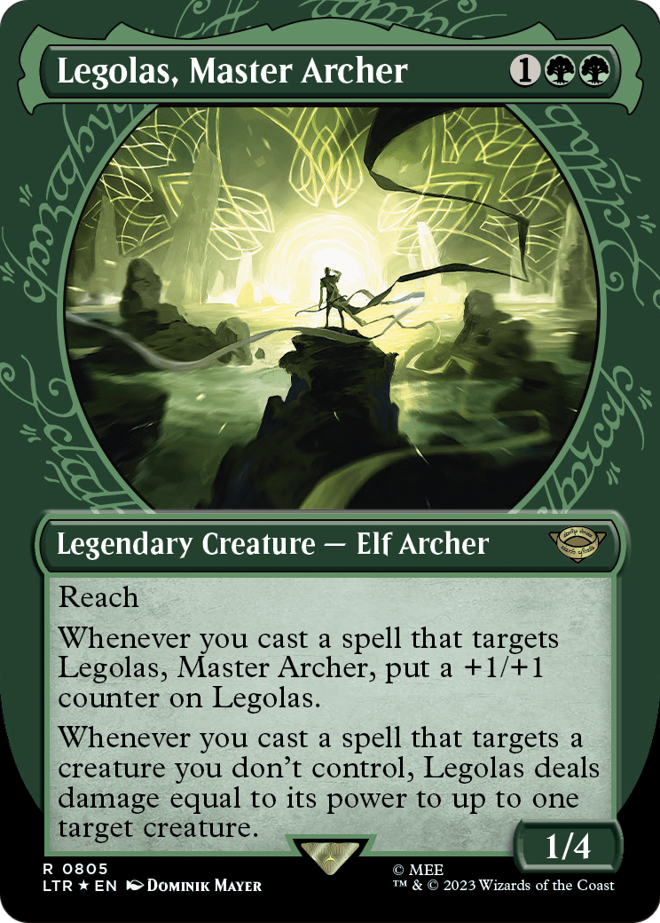 Legolas, Master Archer (Showcase) (Surge Foil) (LTR-805) - The Lord of the Rings: Tales of Middle-earth: (Showcase) (Borderless) Foil
