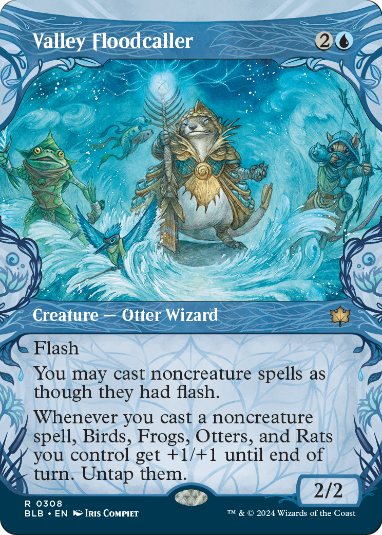 Valley Floodcaller (Showcase) (BLB-308) - Bloomburrow: (Showcase) (Borderless) Foil
